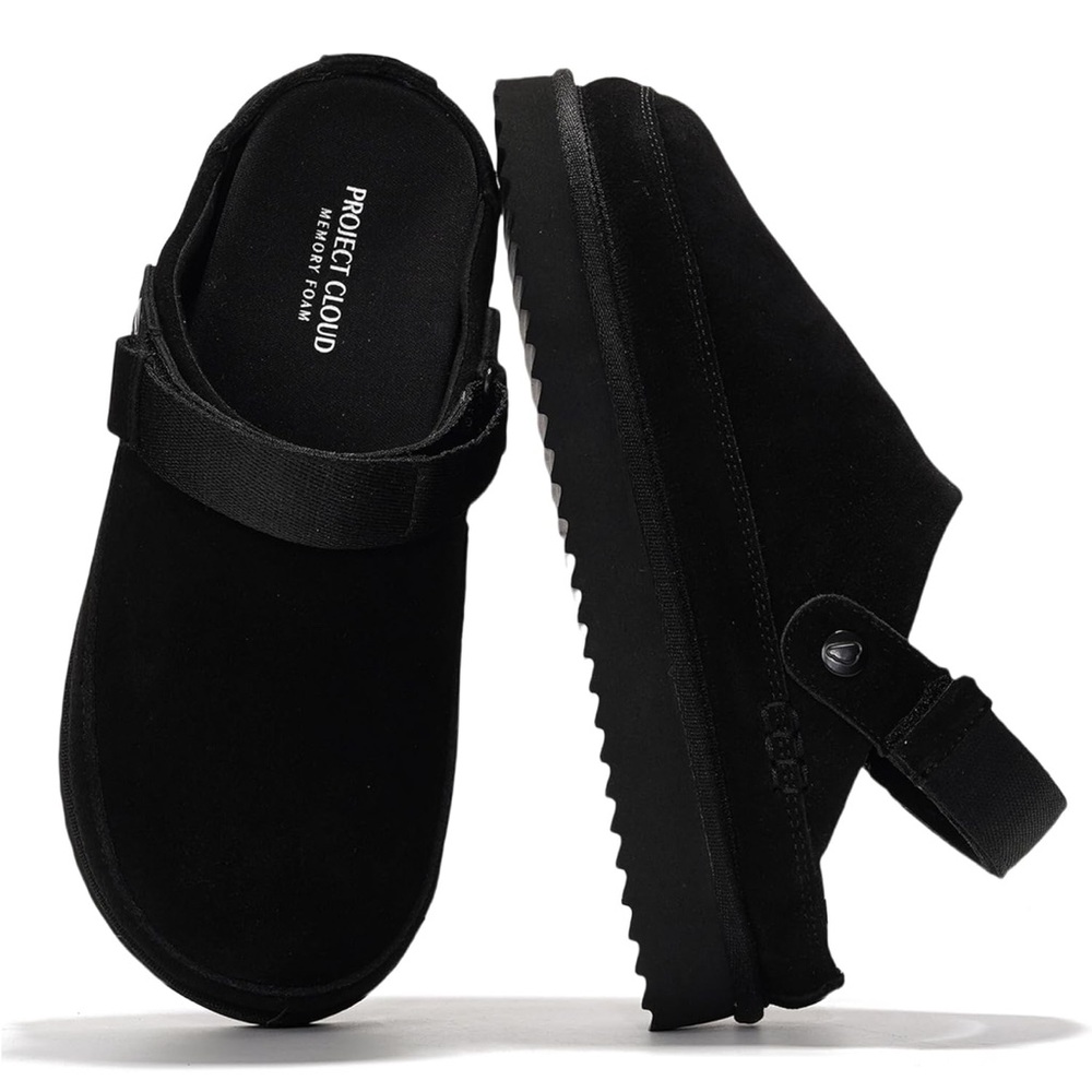 NEW Black Suede Project Cloud Clogs with Memory foam Women’s 8.5